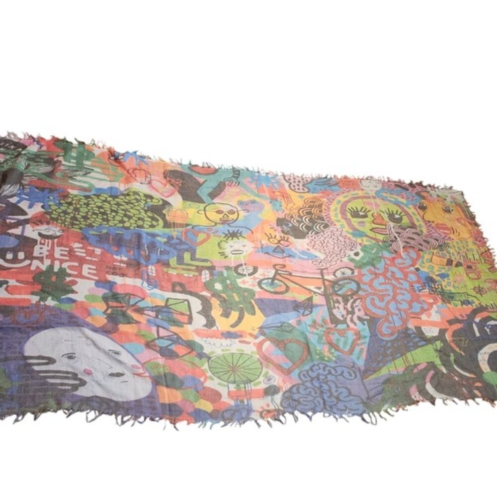 Graffiti Art Print Lightweight Scarf Multi Color Abstract Character tapestry Art